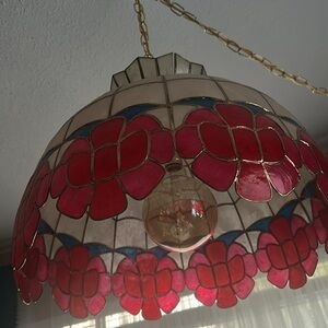 Floral Stained Glass Pendant Light vintage